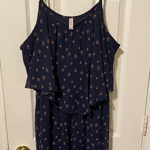 Maxi Dress Dark Blue with floral Accents - Picture 4 of 7
